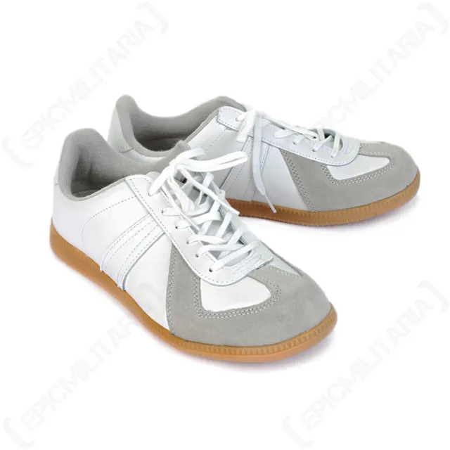 German Army Style Indoor/Outdoor Sports Trainers - Retro Style Sneaker - White 2