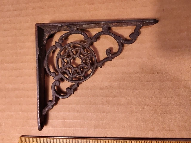 Vintage Antique Cast Iron Wall Shelf Bracket Ornate Design 2