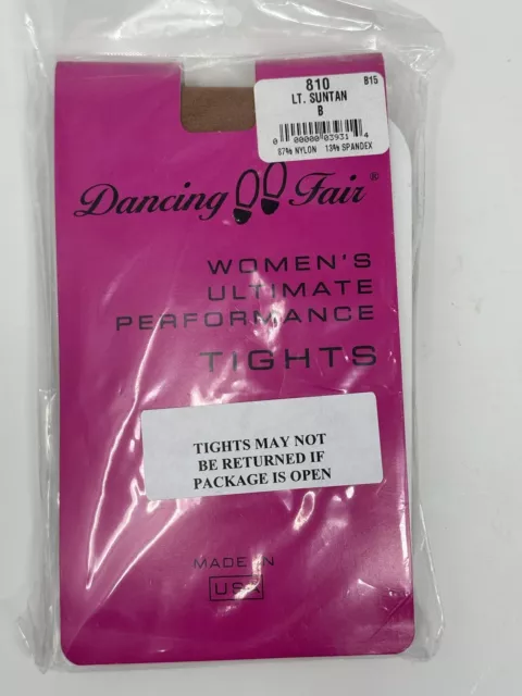 NEW Dancing Fair Women's Ultimate Performance Tights 810 Lt Suntan Size B