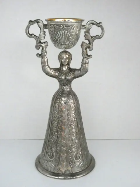 Vintage German Nuremberg Bridal Cup Chalice Swinging Cup silver plate 8 1/2"