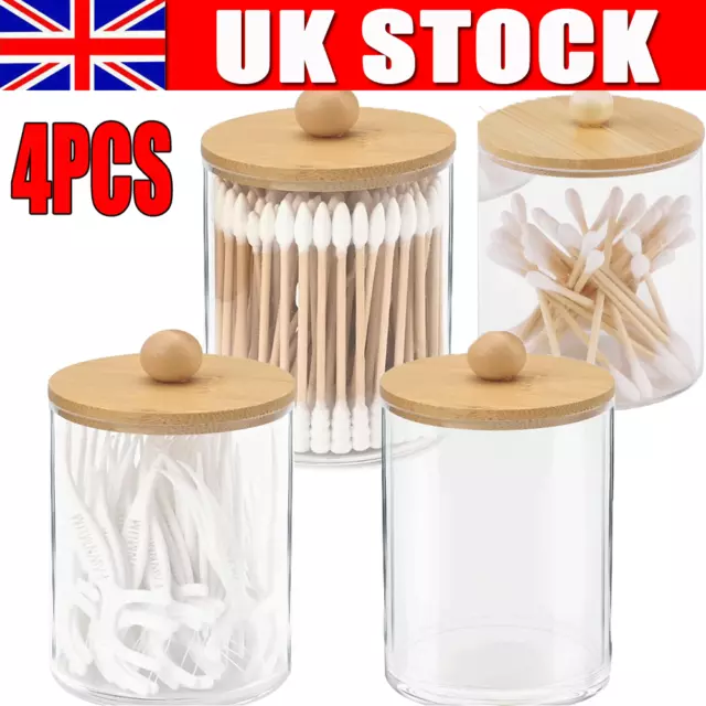 Cotton Wool Ball Swab Makeup Holder Jar Pad Container Organiser Dispenser Clear