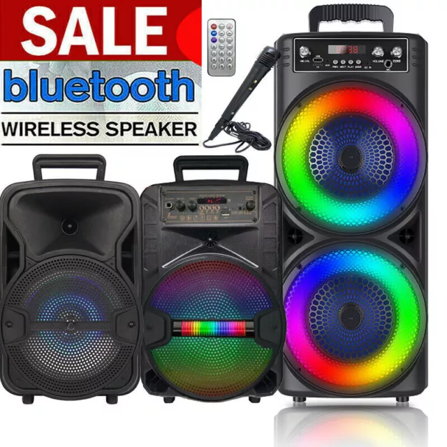 5000W Portable Bluetooth Speaker Sub Woofer Heavy Bass Sound System Party & Mic