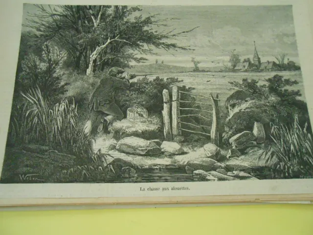 1869 engraving - La Chasse aux Alouettes
