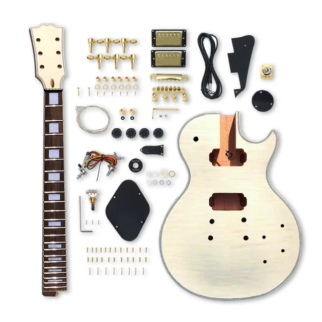 KIT GUITARE EN érable matelassé corps en acajou 22 frettes col 24,75 ...