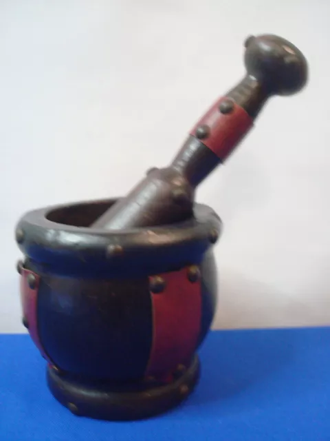 Small Decorative Carved Wooden PESTLE & MORTAR - Herbs / Spices Kitchen