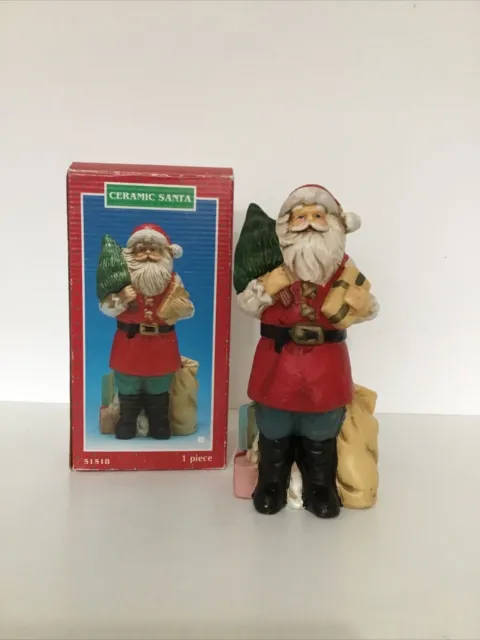 Babbo Natale in ceramica Jaeger con regali, ornamento natalizio decorativo vintage