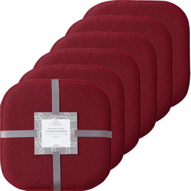 Nonslip Rubber Back Memory Foam Honeycomb Cushion Seat Chair Pad Burgundy 6 Pack