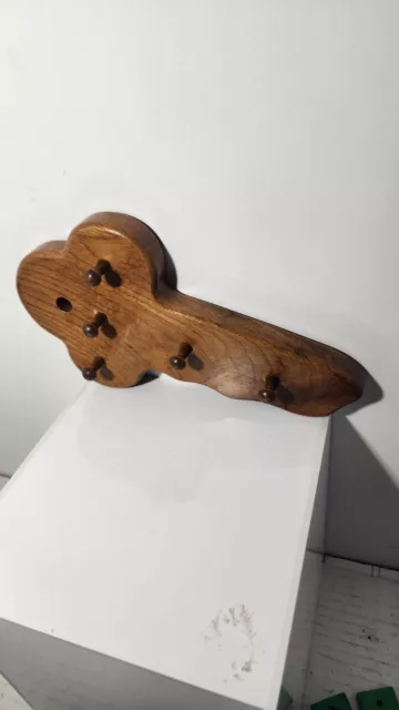 Vintage Hand Made Key Shaped Key Wall Hanger Key Holder Wooden Hand Crafted Keys