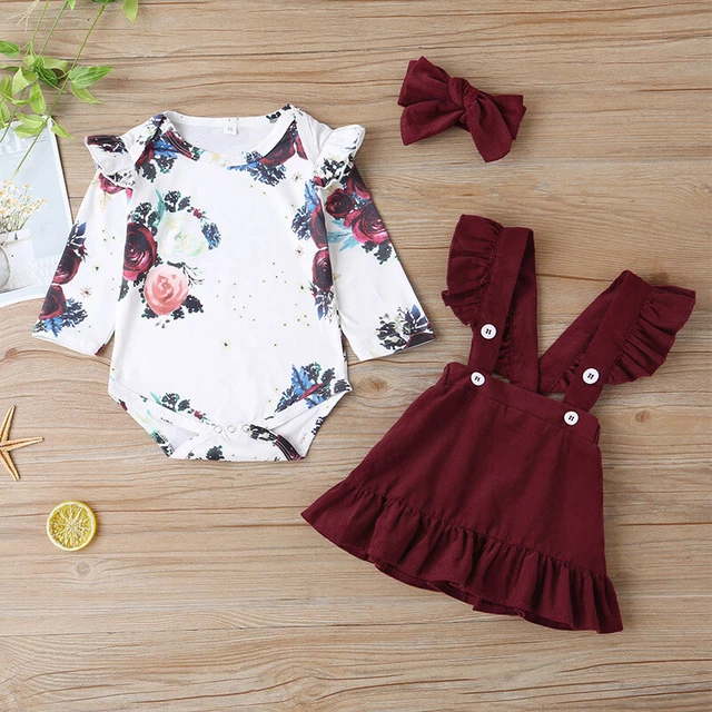Set fascia abito floreale bambina manica lunga bretelle abito