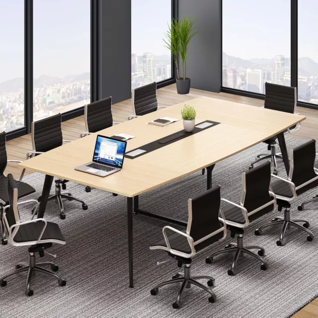 8FT Large Rectangle Conference Table Office Meeting Room Table w/ Cable Grommet