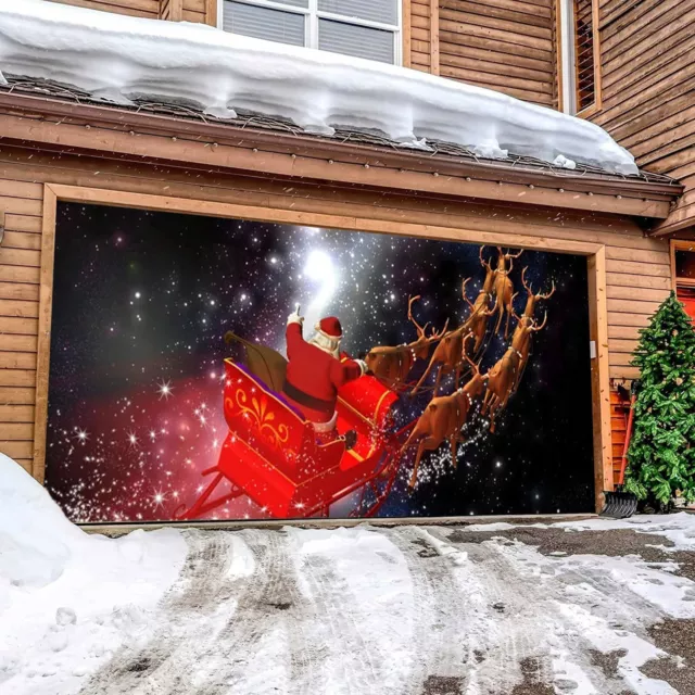 Merry Christmas Holiday Banner Garage Door Hanging Cloth Outdoor Large Door