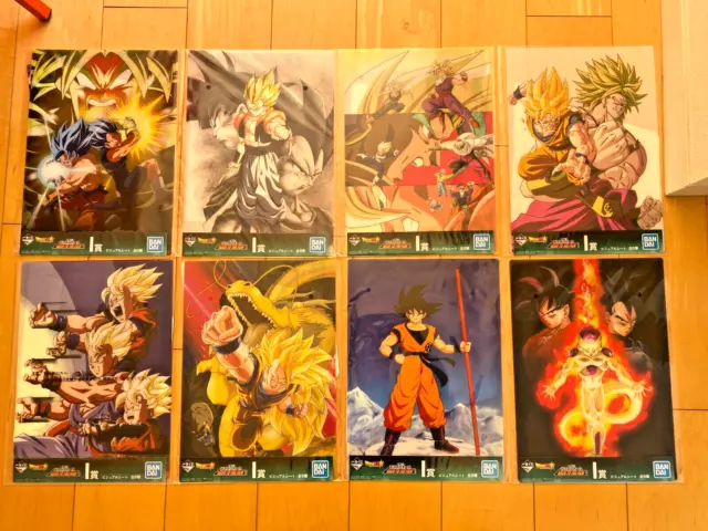 DRAGON BALL Bandai Visual sheet B4 Ichiban Kuji COMPLETE SET of 8! BONUS x8!