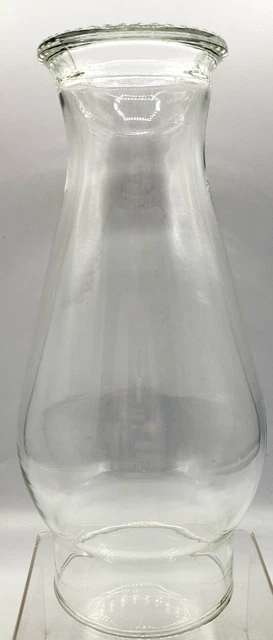 Vintage 8.5"H Clear Glass Beaded Top Pie Crust Chimney for Oil Lamp 3" Fitter #2