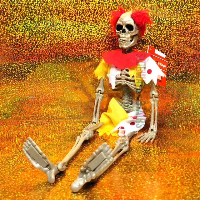 16" CREEPY CLOWN HANGING SKELETON Halloween horror evil circus spooky scary dead