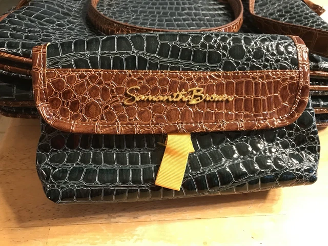 Samantha Brown Croc Embossed Carry On Set Green Camel 4