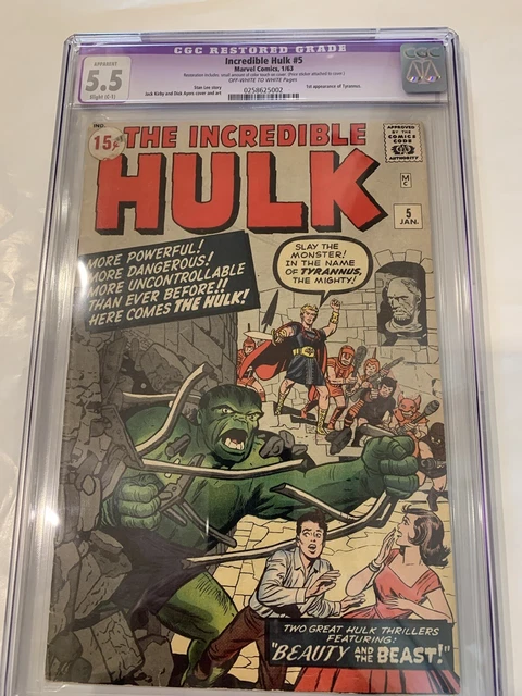 Marvel THE INCREDIBLE HULK No. 5 (1963) CGC Restored Grade 5.5