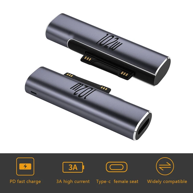 For Microsoft Surface to USB Type C Converter Laptop Plug Fast Charge Connector