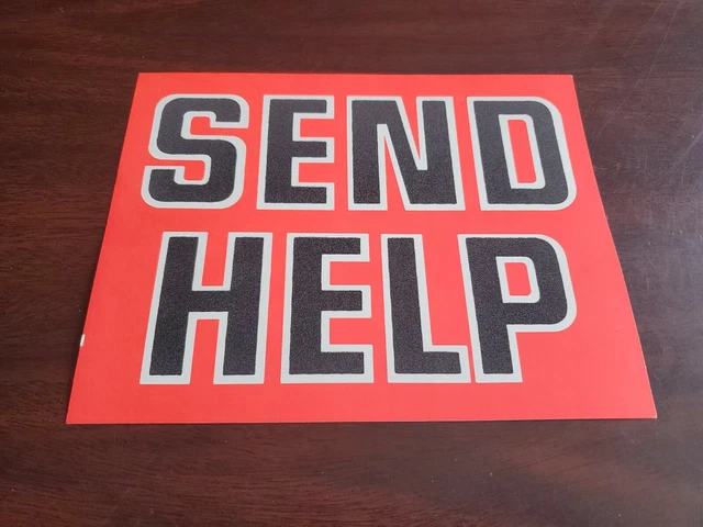 VINTAGE CARD STOCK Sign SEND HELP Auto Safety Chevy Advertising Wind ...