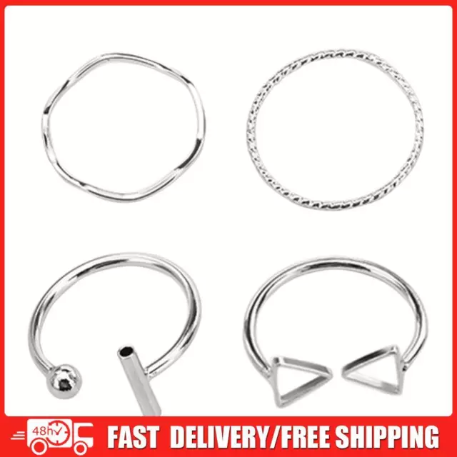 4pcs Knuckle Rings Adjustable Alloy Rings Geometry Plating Open Rings for Unisex