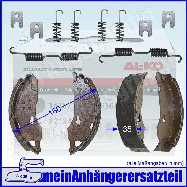 AL-KO ALKO Bremsbelag Bremsbacken 160x35mm für Radbremse 1635 1636 1636G 1637