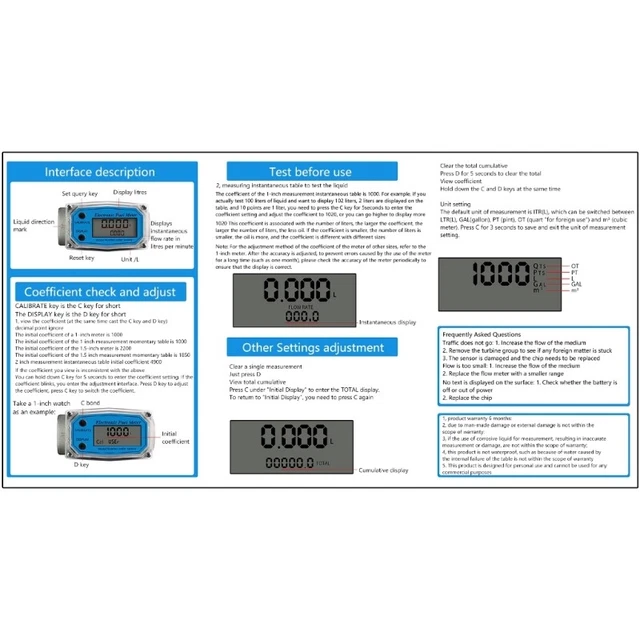 1IN/2IN/2.5IN/3IN ELECTRONIC FLOW Meter LCD Display Liquid Flow Meter ...