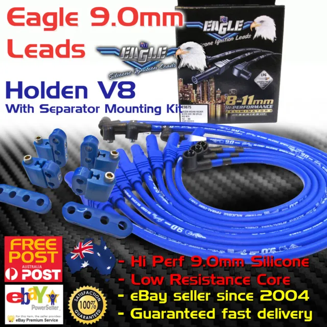 Eagle 9mm Around Rocker Cover Spark Plug Leads Fits Holden V8 253 308 + Mounting