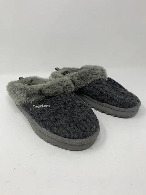 Skechers Keepsakes Postage SN 46346 Knit Charcoal Gray Mules Clog Size 8