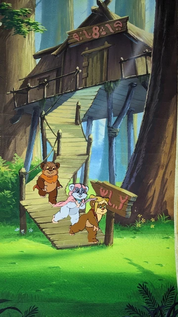 EWOKS animation cels BACKGROUND production art  Vtg Star Wars Toys Figures X1
