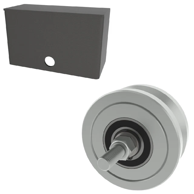Rueda de ranura Security Brands K-VGS600 6" V con cubierta de caja puerta de puerta de pista