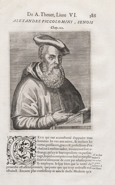 ALESSANDRO PICCOLOMINI ITALIAN Umanista Siena Filosofo Ritratto Thevet