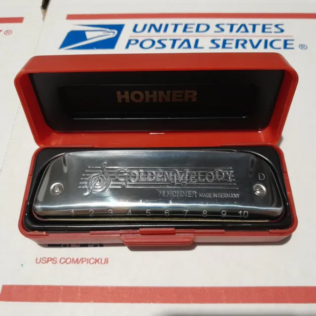 ⚡ Hohner Golden Melody Harmonica D Key W/ Case 542/20D Hand Made In Germany