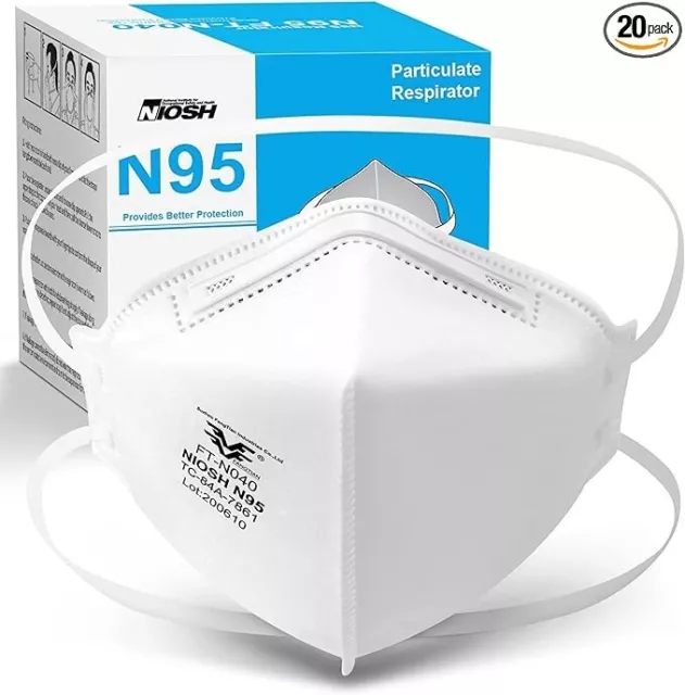 Funight N95 Mask 20 Pack NIOSH Certified Respiratory Particulate Filtering Face