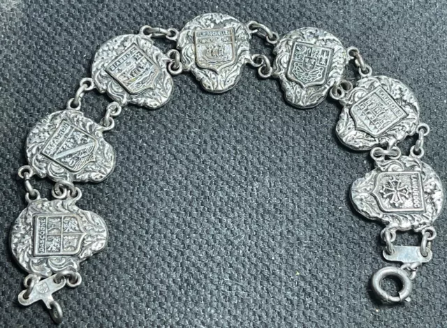 Bracelet Augis Bronze Argenté Blasons Côtes Atlantiques Gascogne