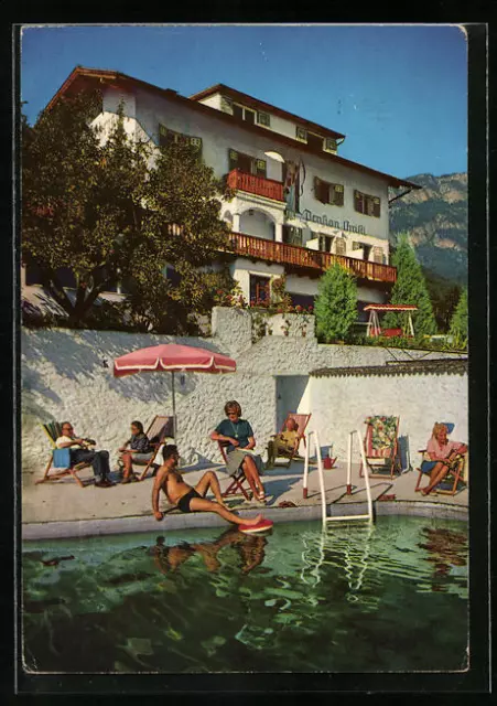 Kaltern i. St. Anton, Pension Christl mit Schwimmbad, Ansichtskarte