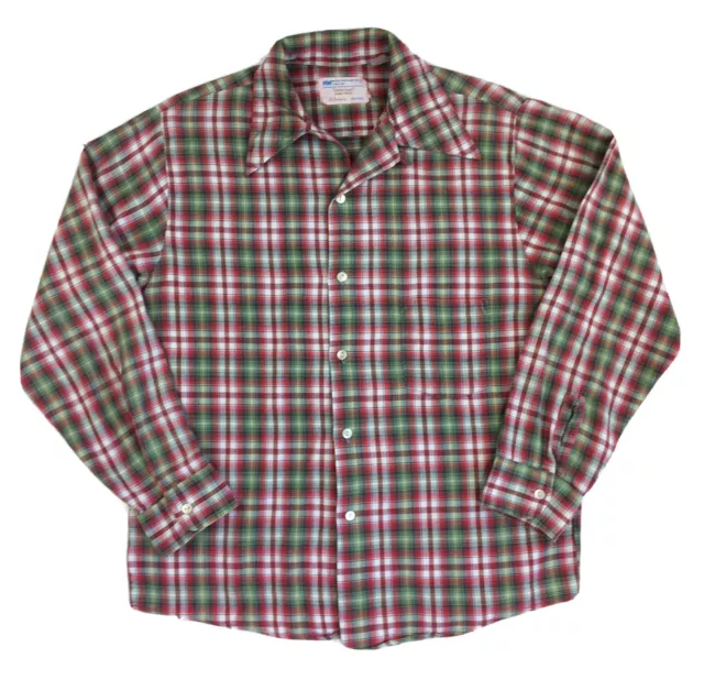 VTG 70S TOWNCRAFT Penn-Prest Loop Collar Flannel Shirt MEDIUM Cotton ...