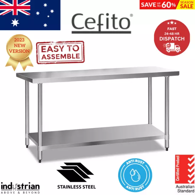 Commercial 430 Stainless Steel Kitchen Work Bench Table Catering Food Workbench