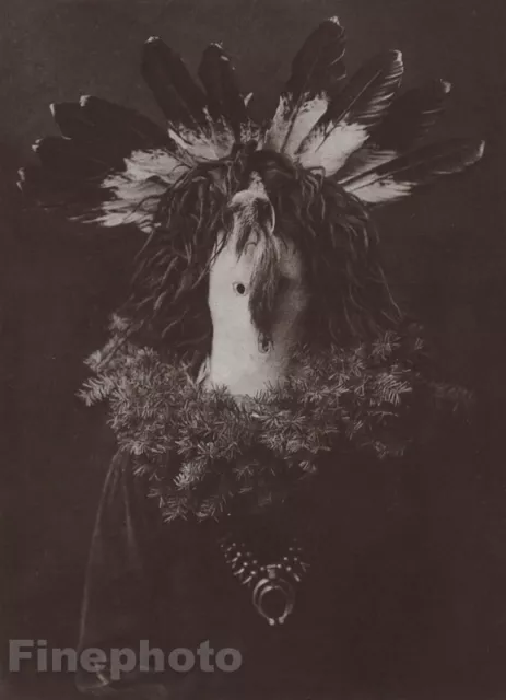 1900/72 EDWARD CURTIS Native American Indian Navaho Feather Costume Photogravure
