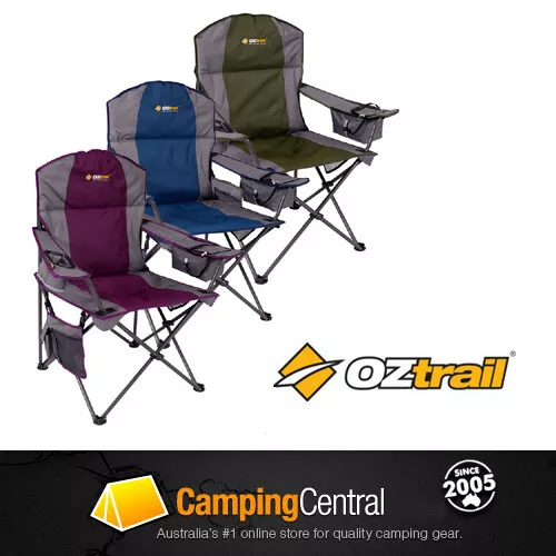 OZTRAIL COOLER CHAIR Folding Camping Picnic Arm Outdoor Purple