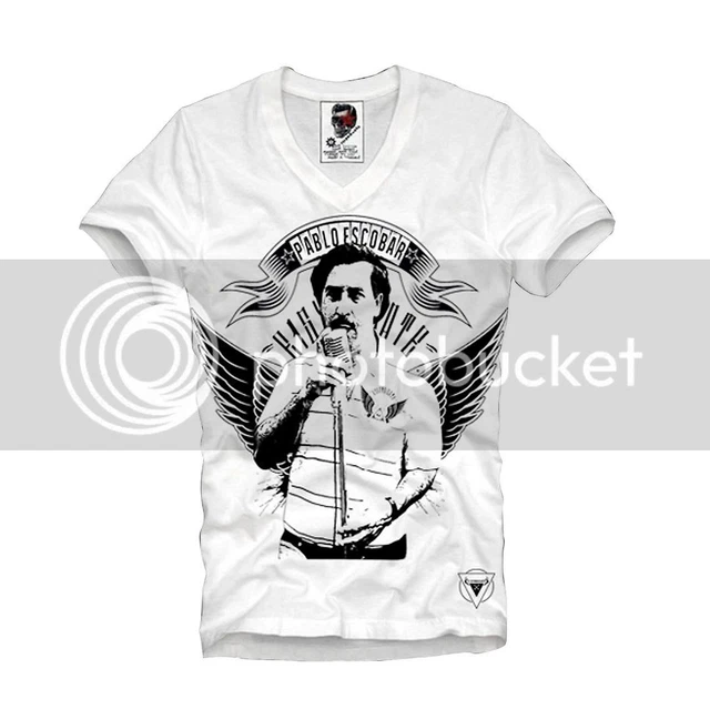 E1SYNDICATE V-NECK T-SHIRT PABLO ESCOBAR MEDELLIN 	2134v