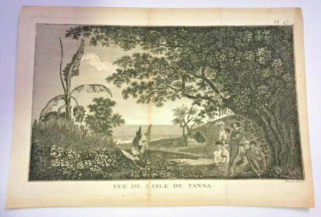 New Hebrides Vanuatu Tanna 1777 James Cook Large Antique View 18Th Century