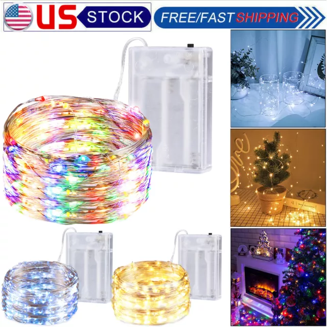 20//50/100 LED String Fairy Lights Copper Wire Battery Powered Waterproof USA