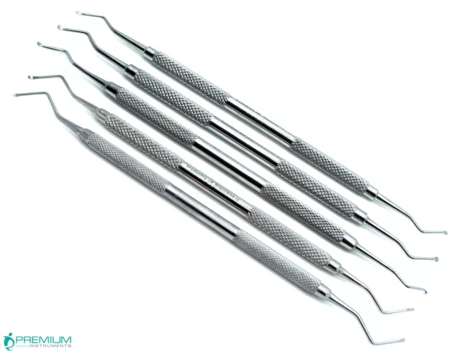 5 pièces extrémités de cuillère pelle dentaire pro 1,2 mm, 1,4 mm, 1,8 mm, 2 mm, 2,5 mm instrument