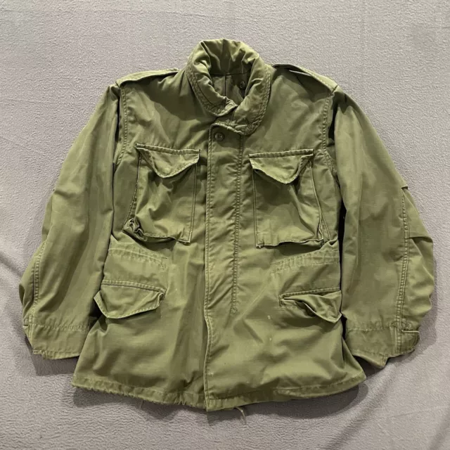 Vintage US Army Green Cold Weather Field Coat Jacket Mens Small M-65 OG-107