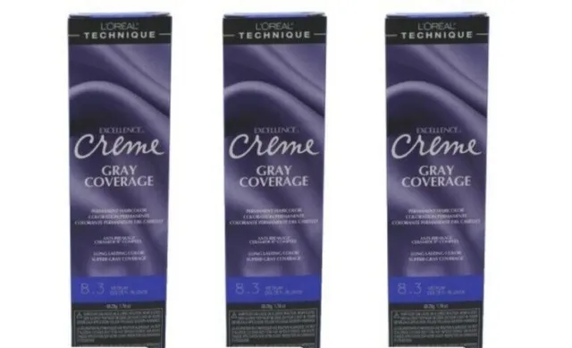 BL Loreal Excel Creme Color #8.3 Medium Golden Blonde 1.74 oz - *THREE PACK*