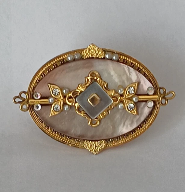 Pendentif broche vintage Mexique Alpaca calendrier Maya Nacre abalone 5
