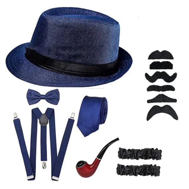 Great Gatsby Cosplay Costume 1920s Mens Gangster Accessories Set Halloween
