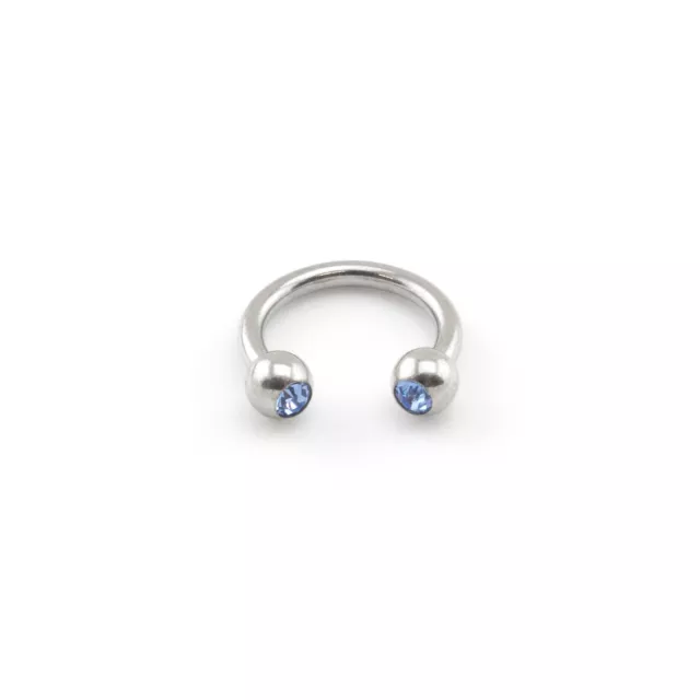 Horseshoe Bar Circular Barbell With CRYSTAL GEM Balls Lip Nose Septum Ring