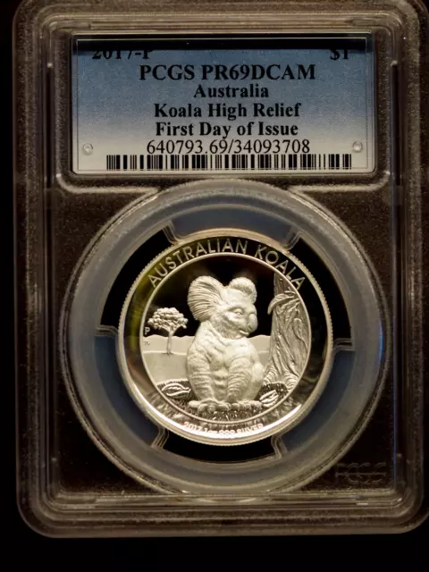 2017 Australia Koala 1 Oz .999 Fine Silver High Relief Pcgs Proof 69 Dcameo 2017 Australia Koala 1 Oz .999 Fine Silver High Relief Pcgs Proof 69 Dcameo