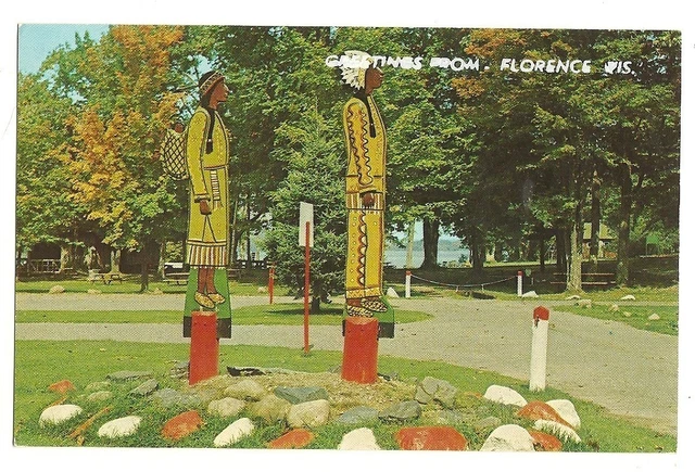 Indian Cemetery Pentoga Park Chicaugon Lake Greetings from Wisconsin WI 69-8