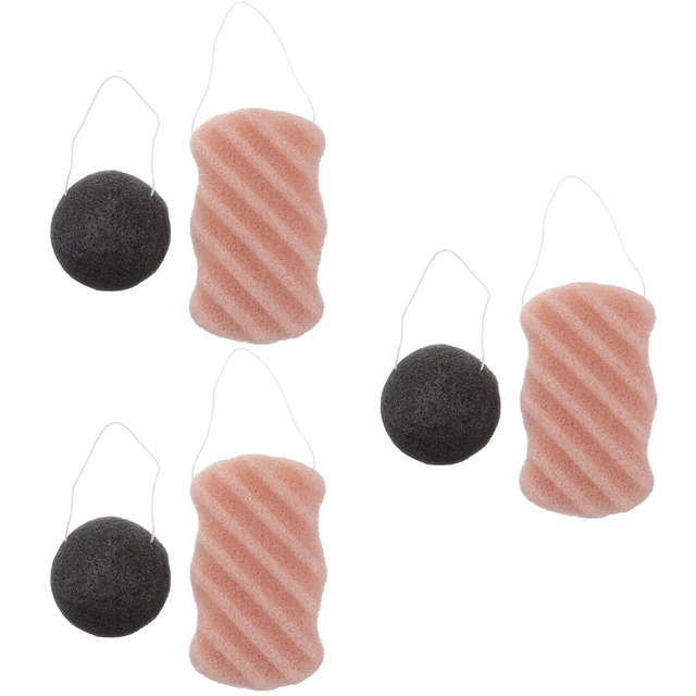 6 Pcs Charcoal Konjac Sponge Facial Cleansing Sponge Natural Sponge Face